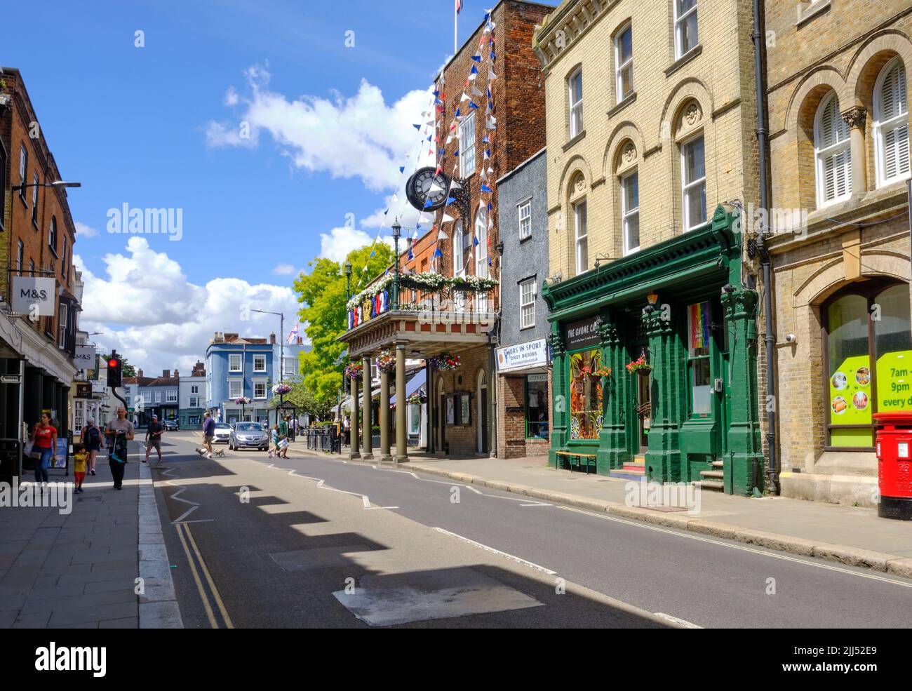 Maldon Essex street view and Moot Hall Stock Photo