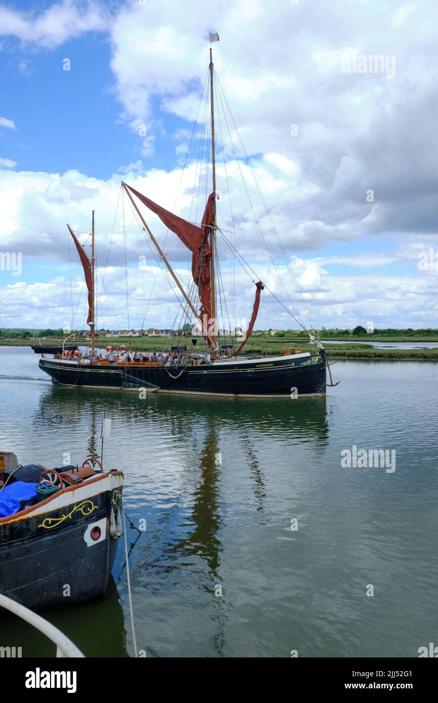 Thames Barge leaving Maldon Portrait view Stock Photo