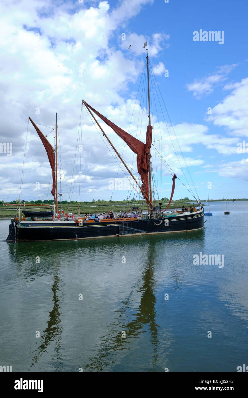 Thames Barge leaving Maldon Portrait view Stock Photo