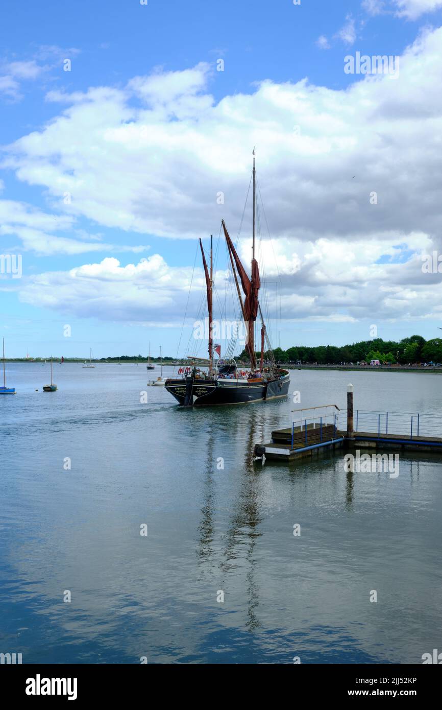 Thames Barge leaving Maldon Portrait view Stock Photo