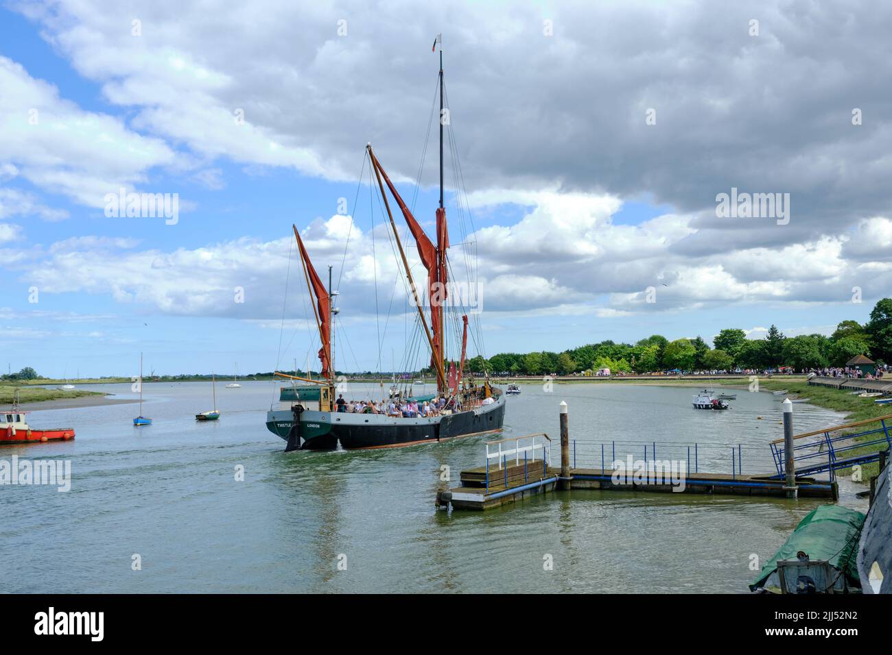 Thames Barge Thistle Leaving Maldon Stock Photo