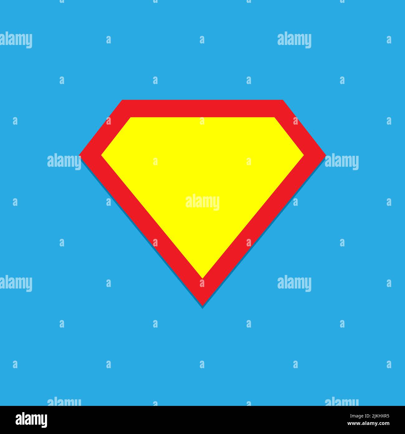 Superhero vector icon isolated on blue background. Superman logo template. Stock Vector