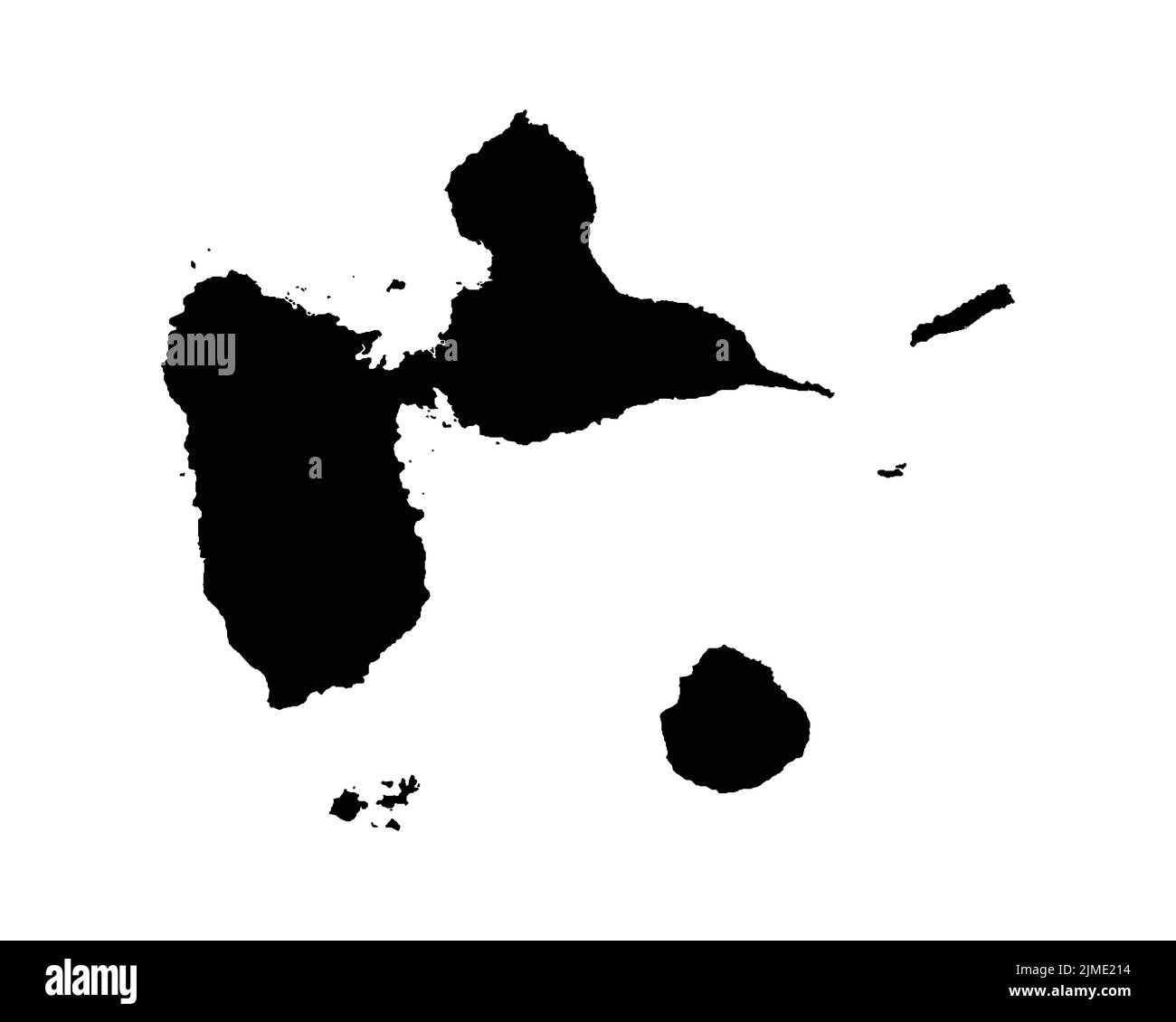 Guadeloupe Map. Guadeloupean Map. Black and White French Overseas Department Territory Border Boundary Line Outline Geography Shape Vector Illustratio Stock Vector