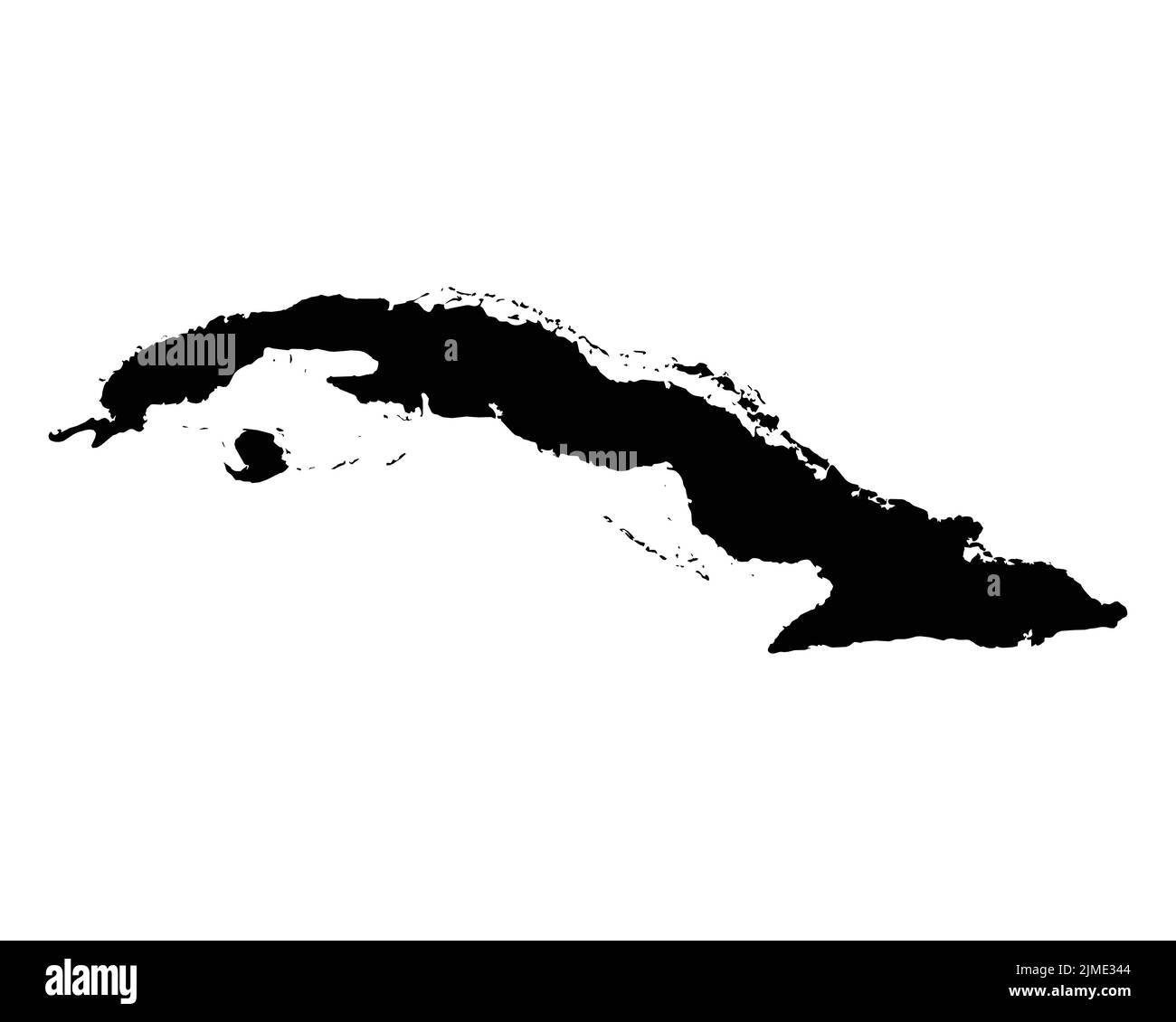 Cuba Map. Cuban Country Map. Black and White National Outline Geography Border Boundary Shape Territory EPS Vector Illustration Clipart Stock Vector