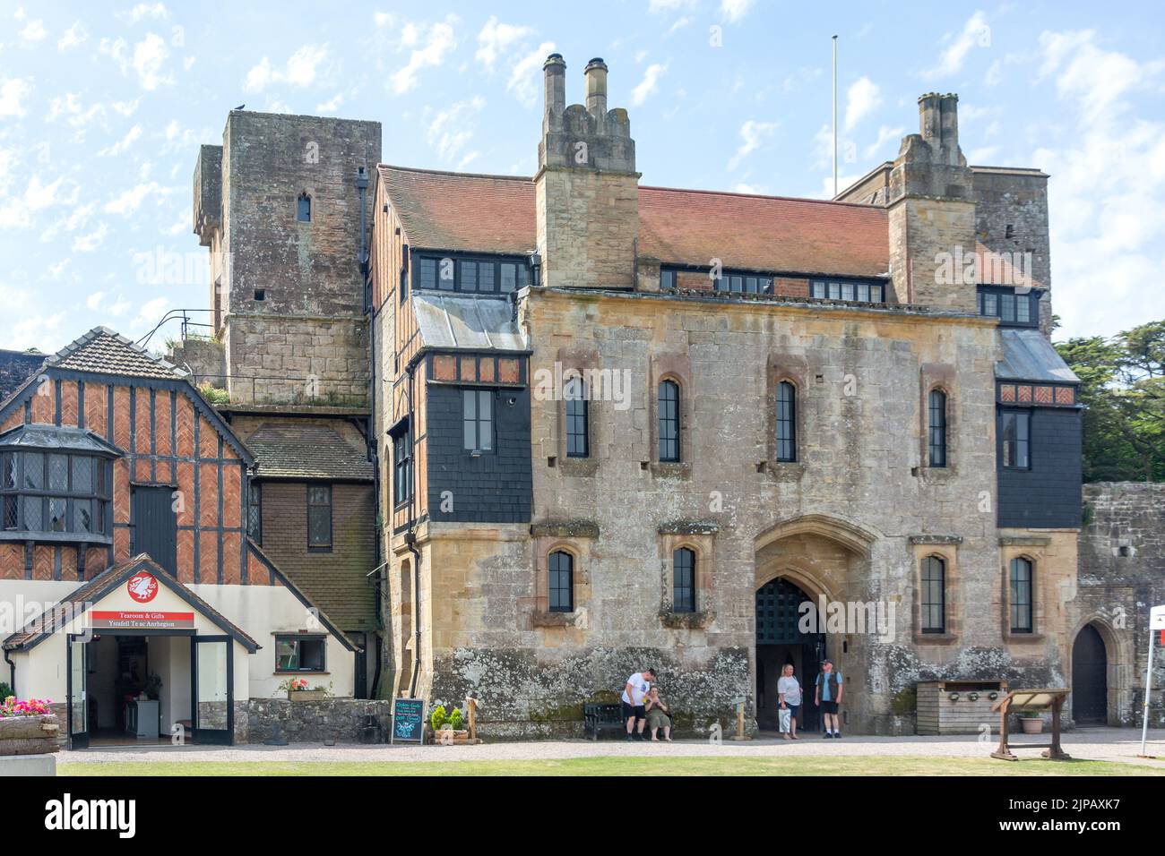 The Gatehouse from interior of Caldicot Castle grounds, Caldicot, Monmouthshire, Wales (Cymru), United Kingdom Stock Photo