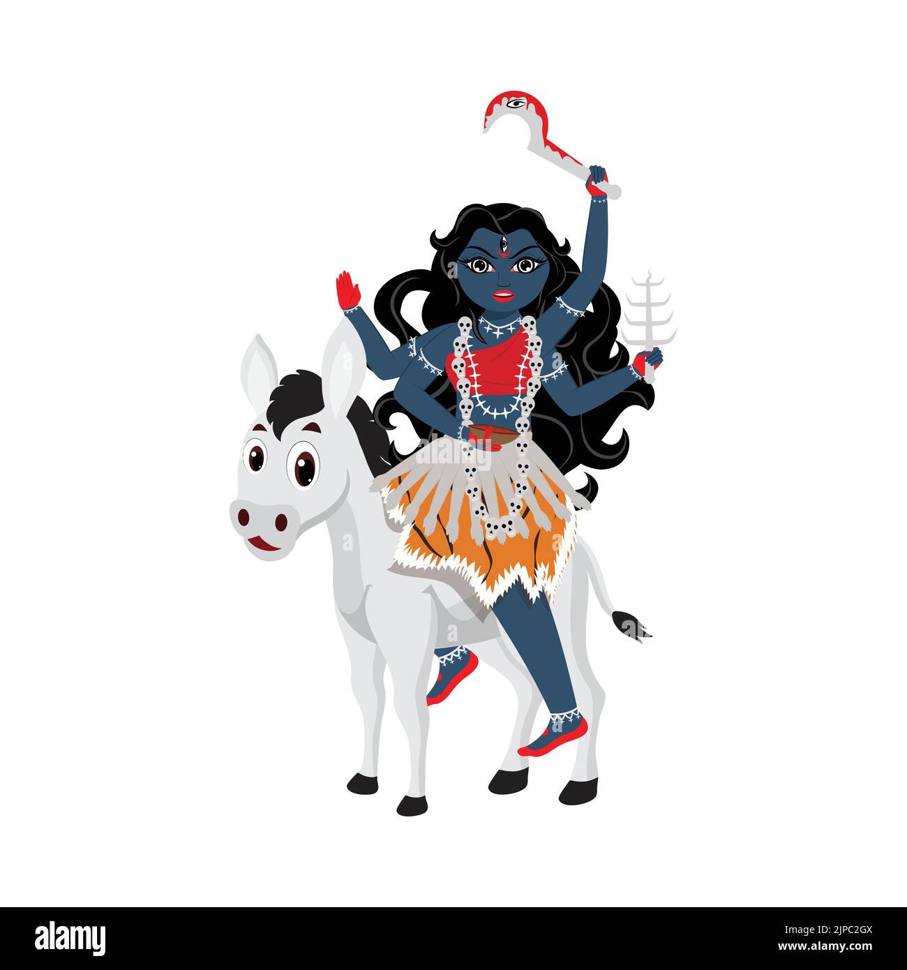 Indian Goddess Kalaratri Sculpture On White Background. Stock Vector