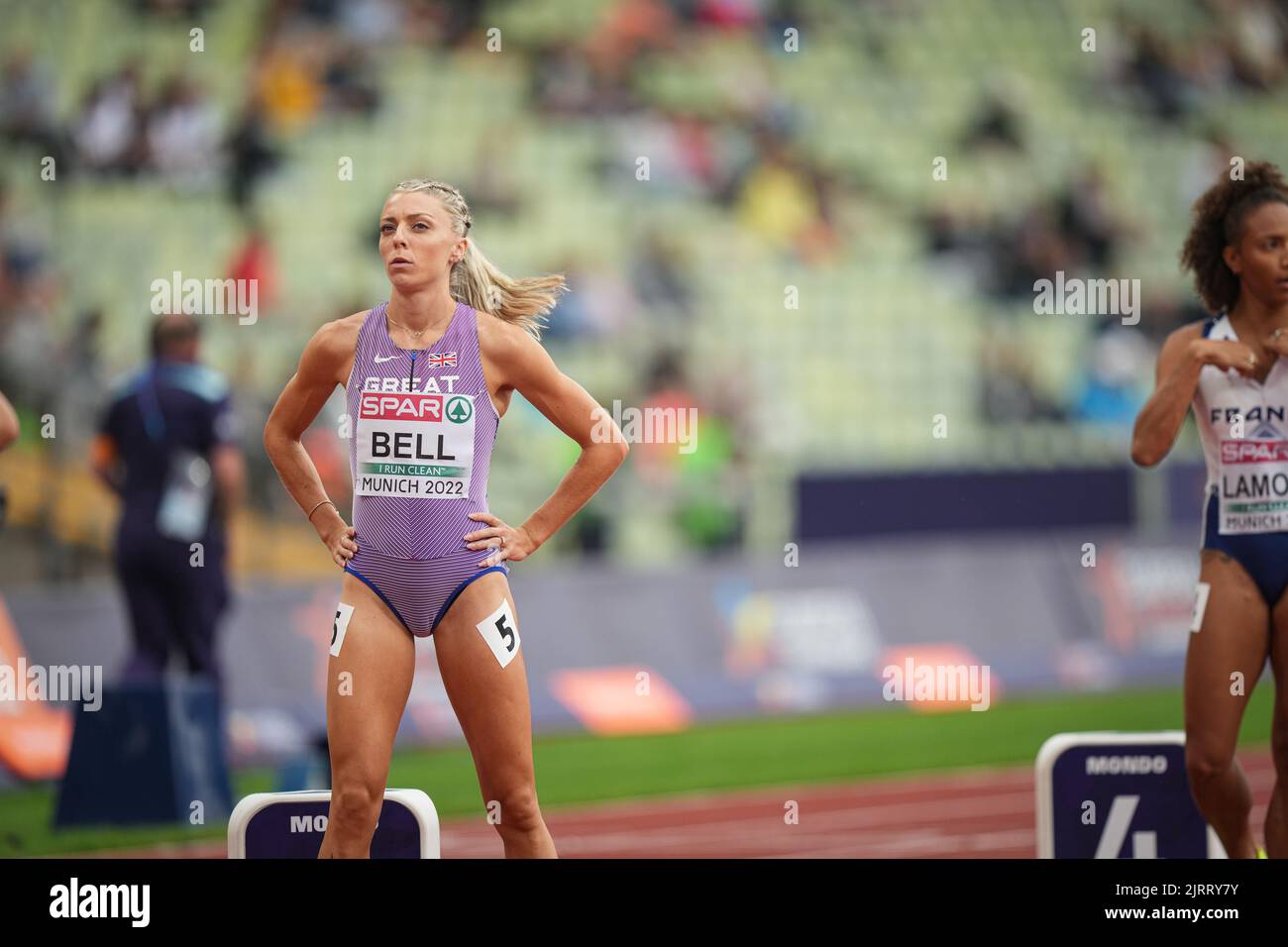 Alexandra Bell participating in the 800 meters of the European Athletics Championships in Munich 2022. Stock Photo