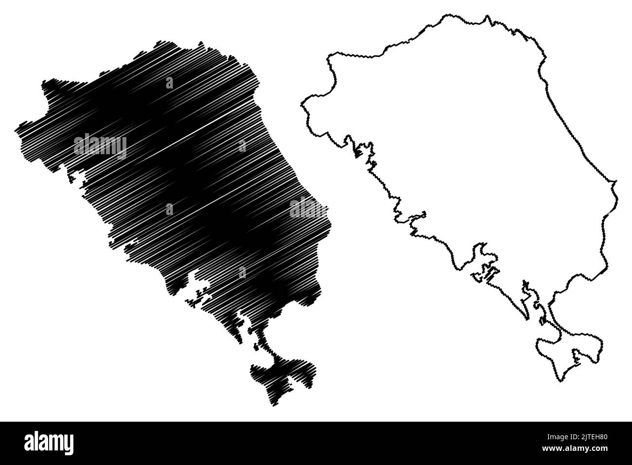 Colon island (Republic of Panama, Bocas del Toro Archipelago, Cenrtal America, Caribbean islands) map vector illustration, scribble sketch Colón map Stock Vector