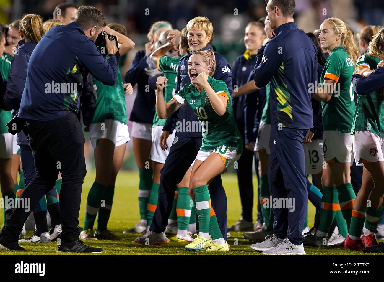 Republic of Ireland's Denise O'Sullivan celebrates after the FIFA Women's World Cup Qualifying Group A match at the Tallaght Stadium in Dublin, Ireland. Picture date: Thursday September 1, 2022. Stock Photo