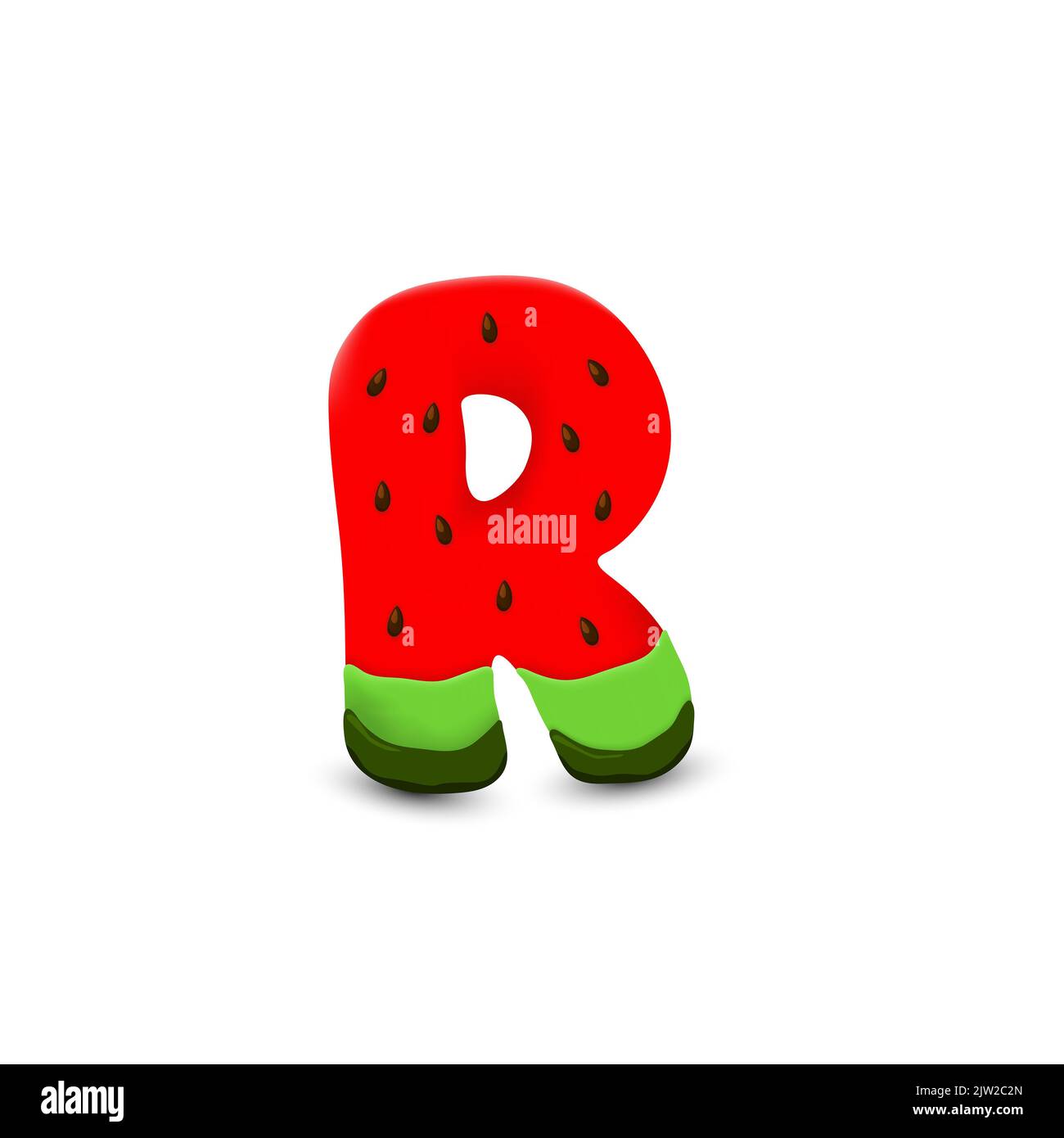 Watermelon letter R, 3d vector icon over white background Stock Photo