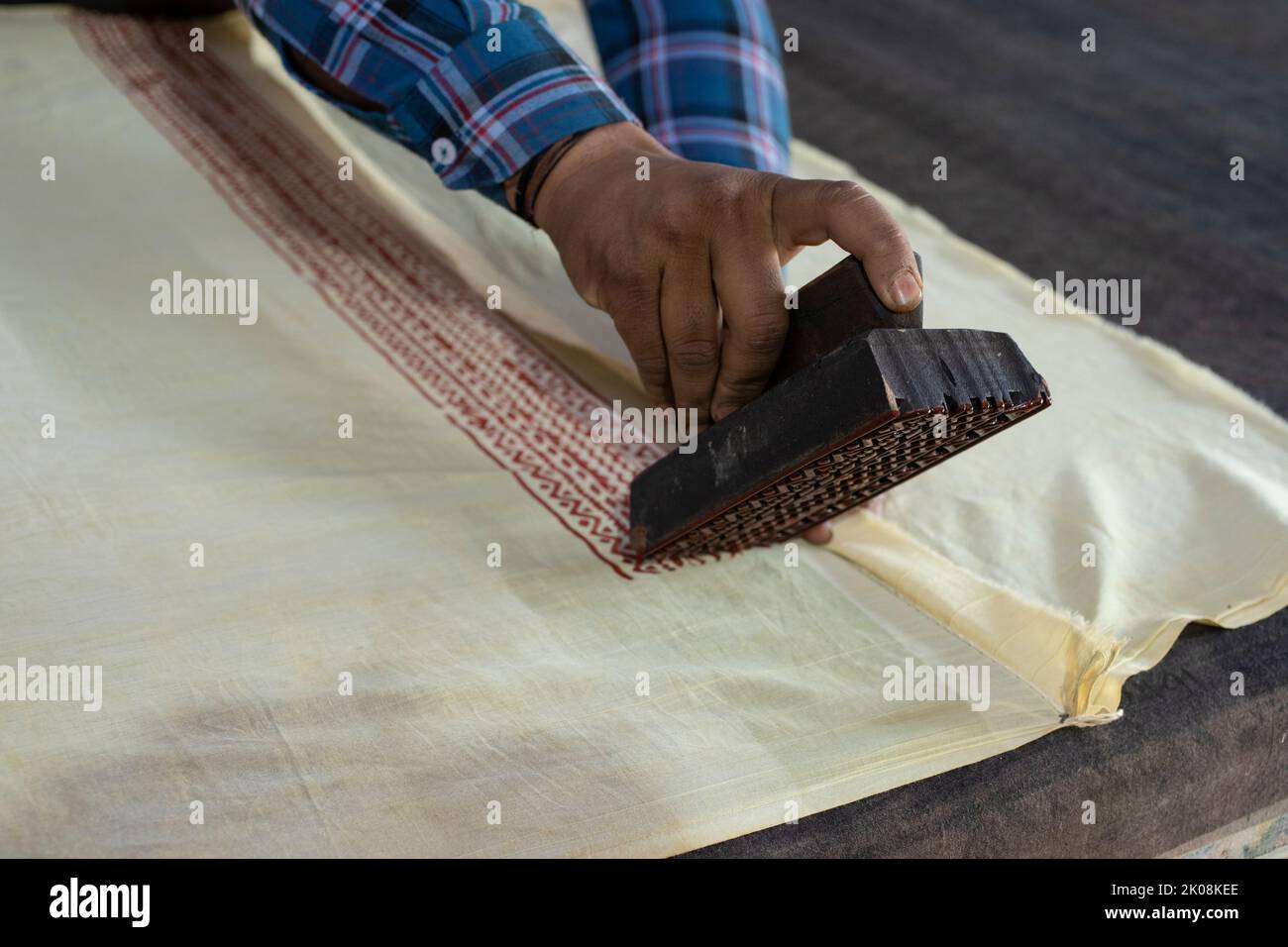 Fabric printing handmade Stock Photo