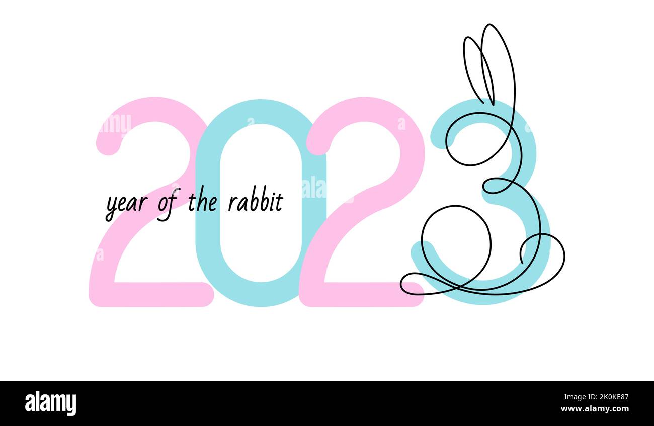 Banner 2023 year of the rabbit on a white background Stock Vector