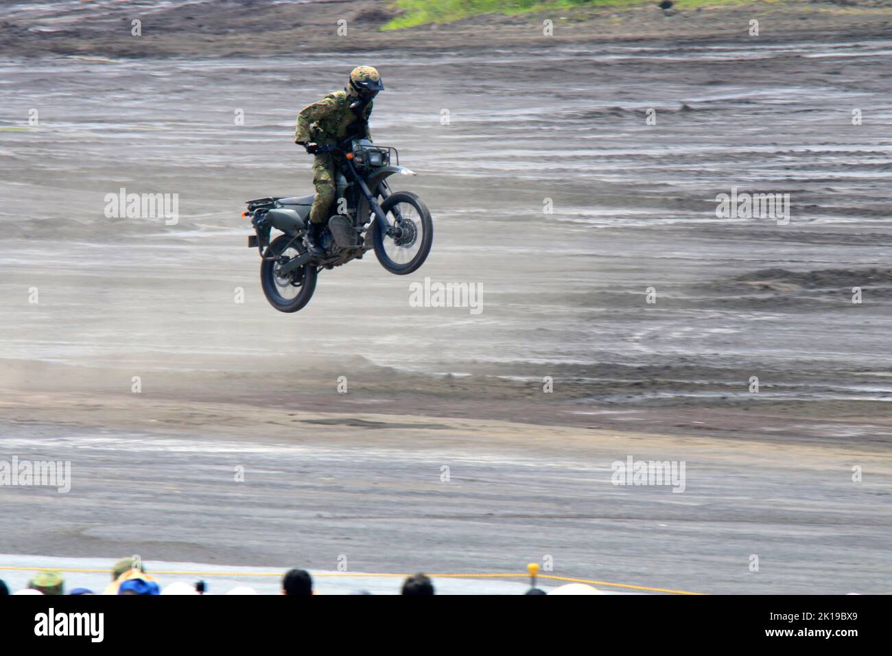 Motorcycle force of JGSDF at Higashi-Fuji Maneuver area Gotemba Japan Stock Photo