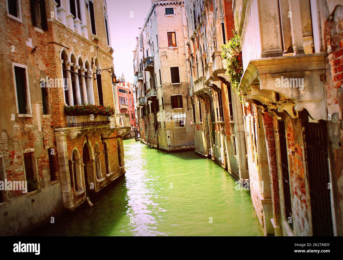 Canal in Venice, Italy. Exquisite buildings along Canals. Stock Photo