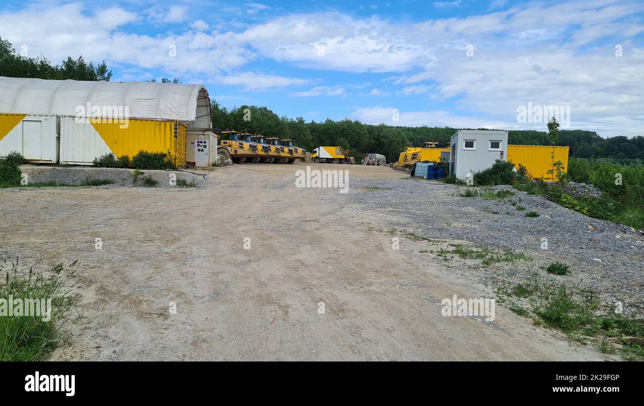 Big yellow mining wagon Stock Photo