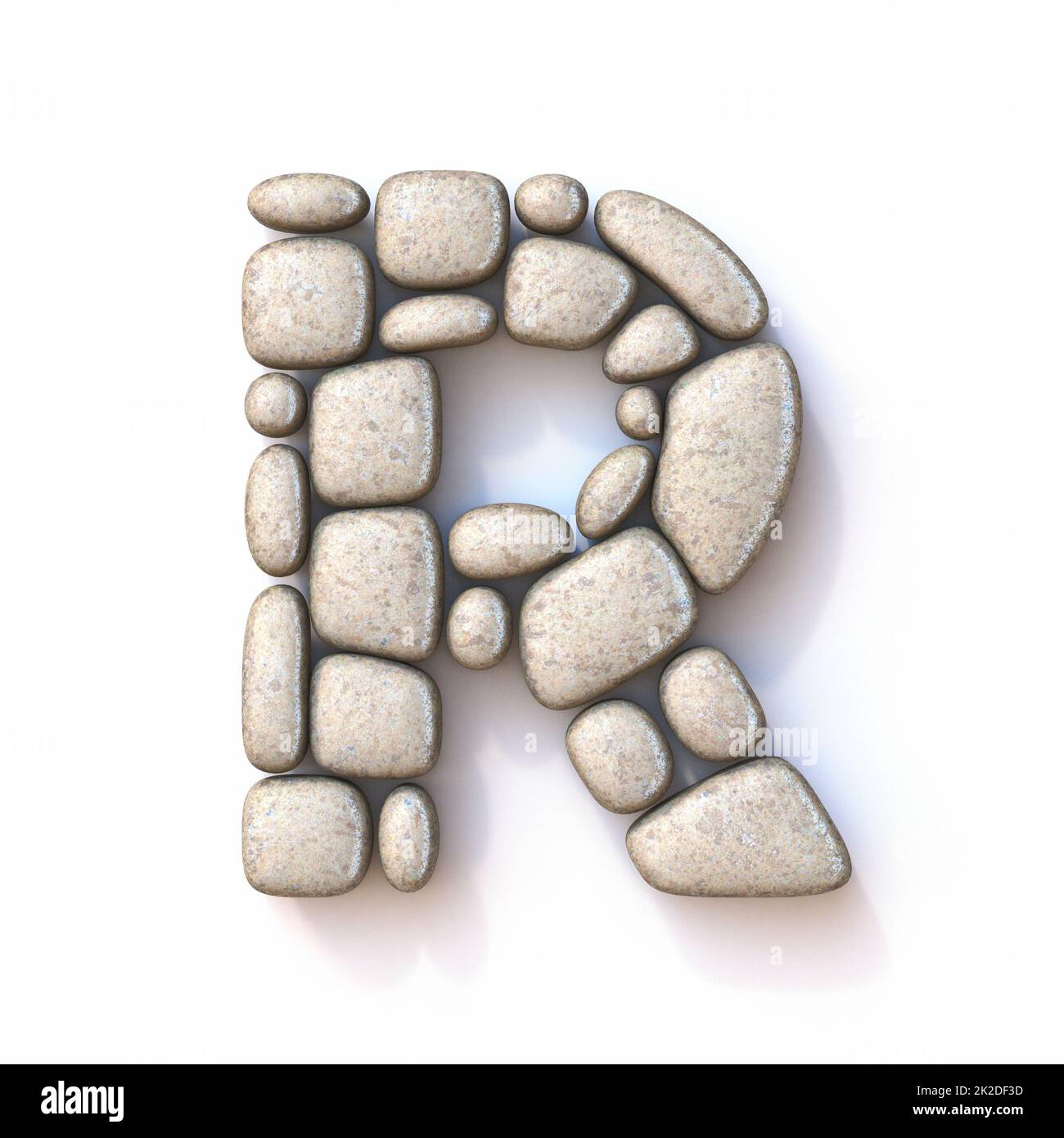 Pebble font Letter R 3D Stock Photo