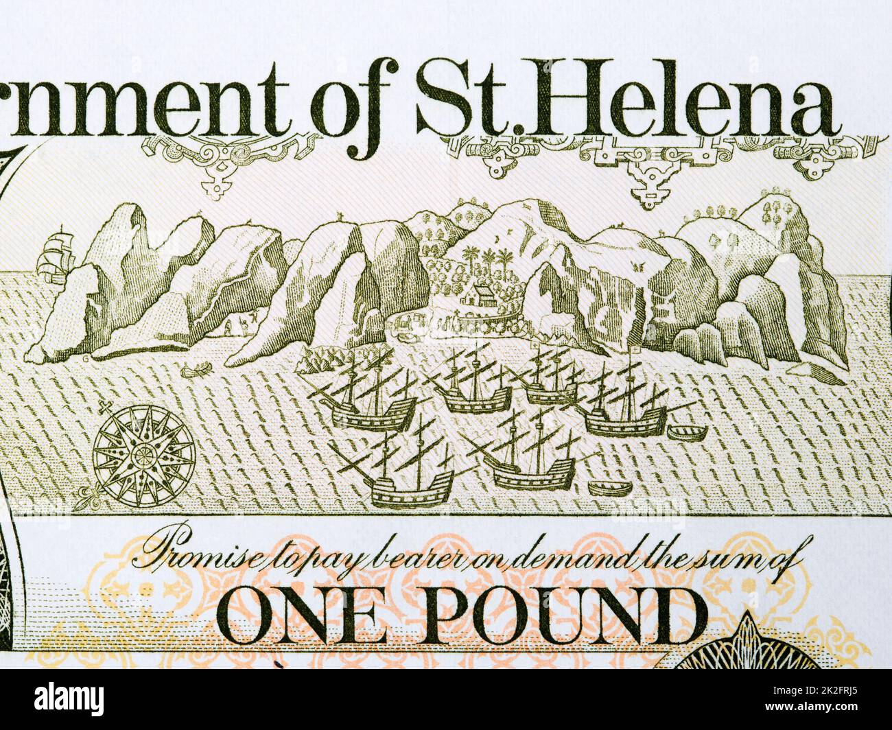 Views of the island from Saint Helena money Stock Photo