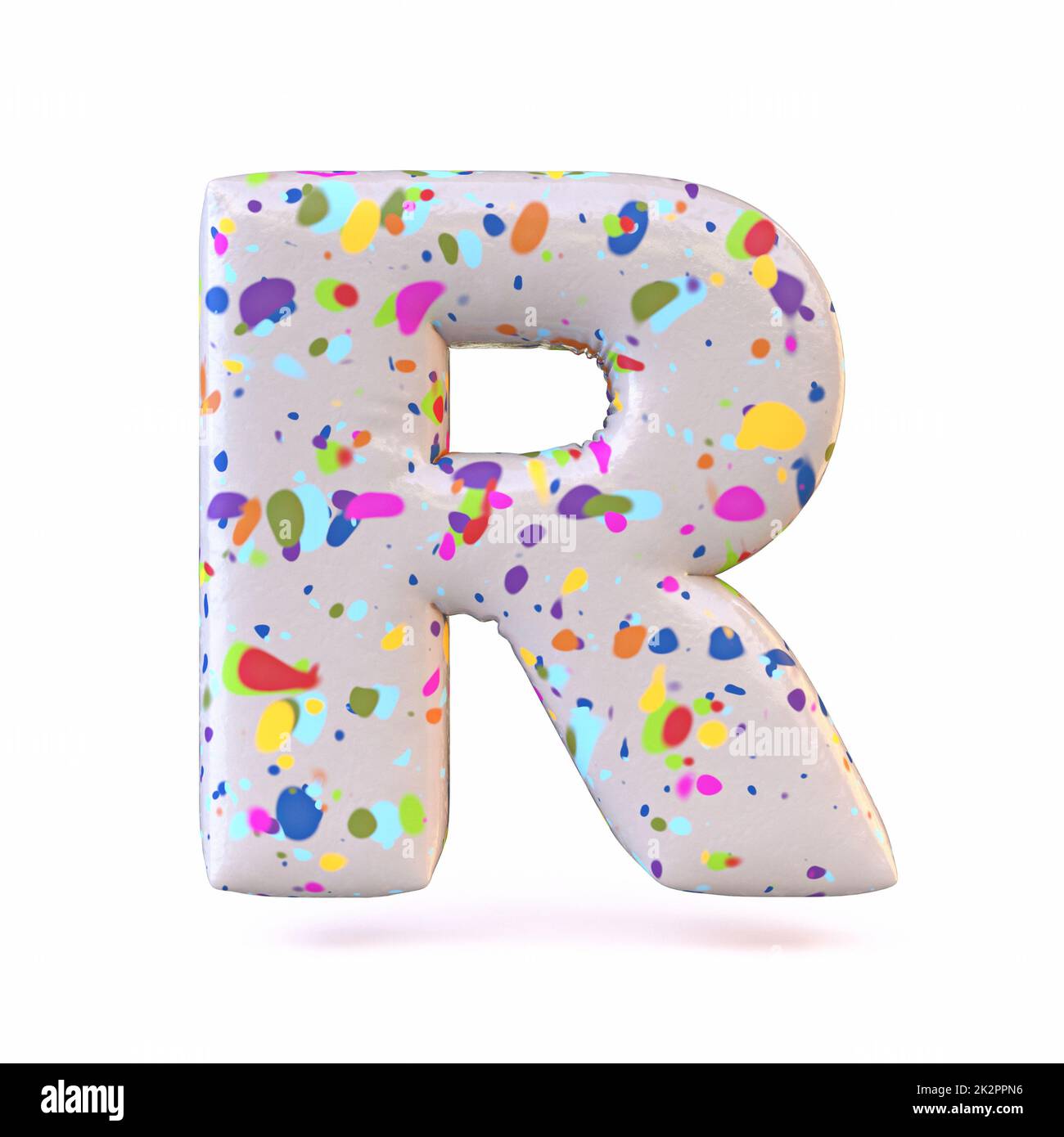 Colorful terrazzo pattern font Letter R 3D Stock Photo