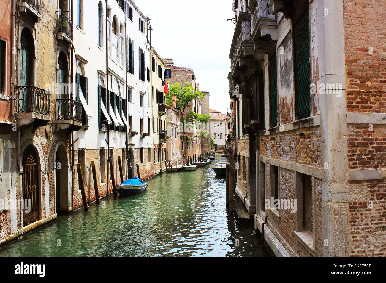 Canal in Venice, Italy. Exquisite buildings along Canals. Stock Photo