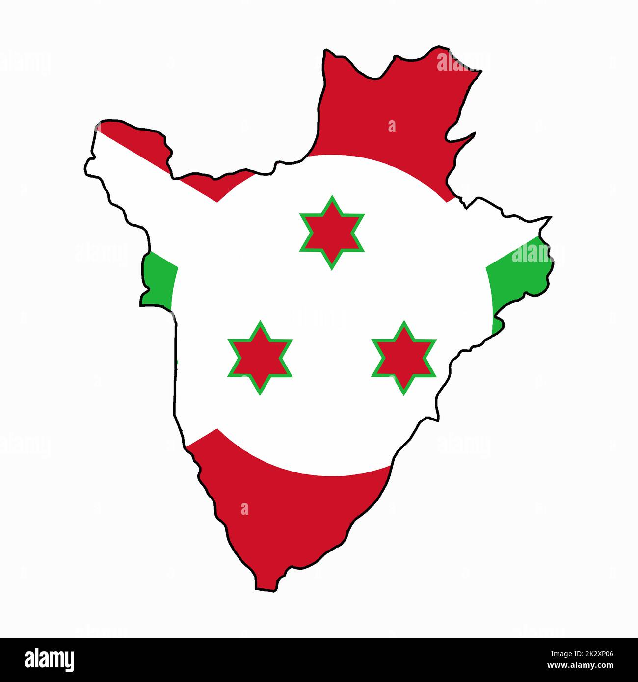 Burundi Outline Silhouette Map On National Flag Stock Photo