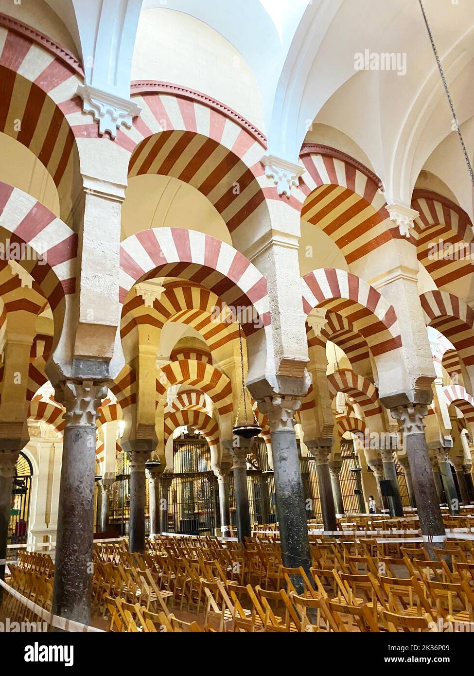 09.10.2021. Cordoba, Spain. Hypostyle Hall in the Mosque-Cathedral of Cordoba. The site has a rich religious history and is currently an active cathedral, Andalusia, Spain. High quality photo Stock Photo