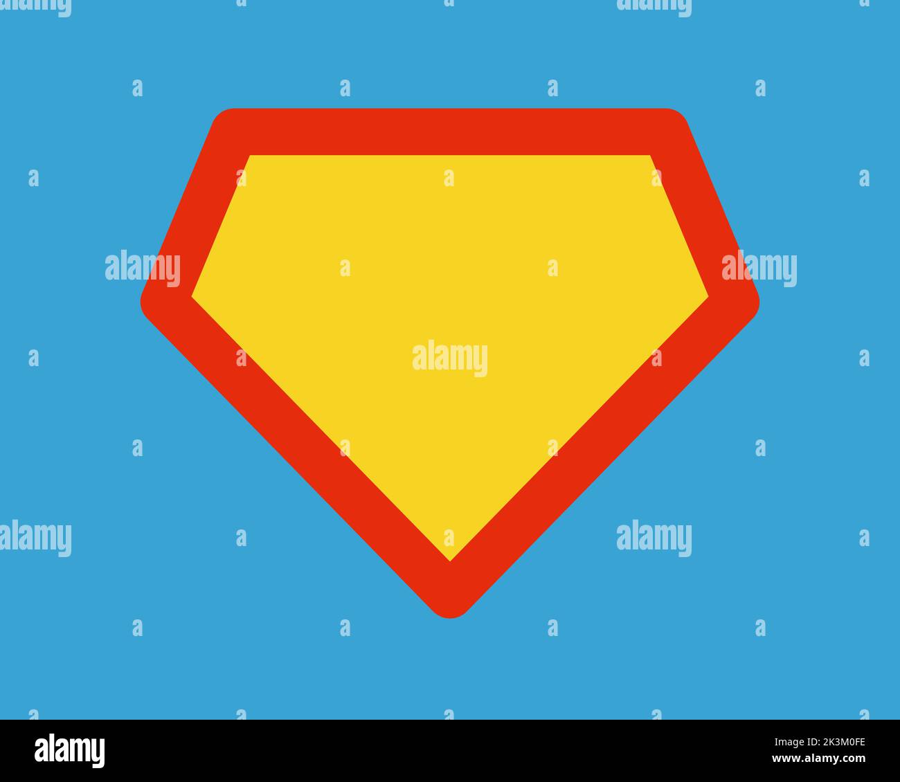 Super man shield icon. Comic super hero man pentagon shield sign. Superhero diamond shape label. Symbol of power and strength. Vector illustration Stock Vector