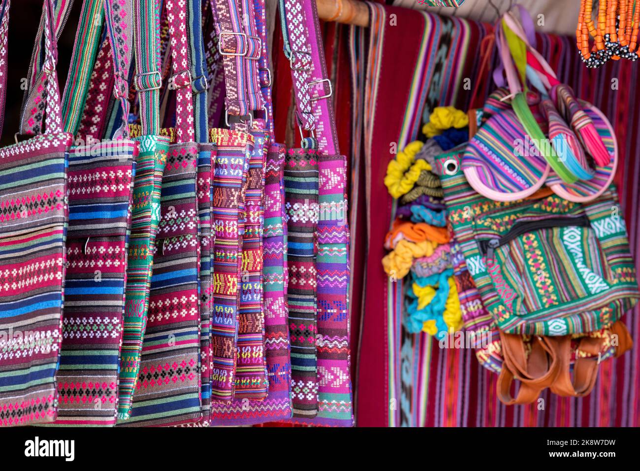 Southeast Asia, East Timor aka Timor Leste, capital city of Dili. Fabric Market aka Tais Market. Traditional Timorese textiles. Stock Photo