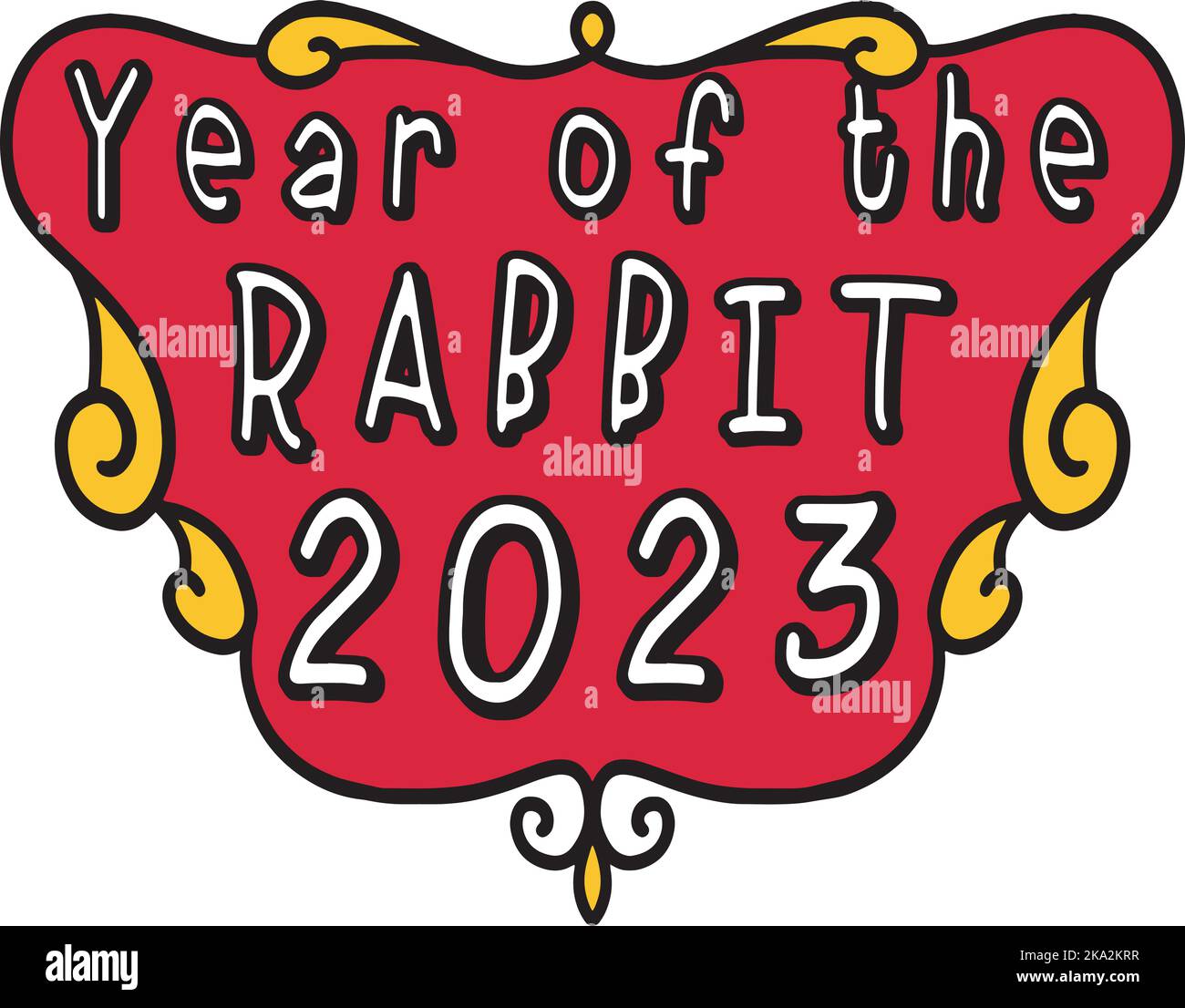 Year of Rabbit 2023 Cartoon Colored Clipart  Stock Vector