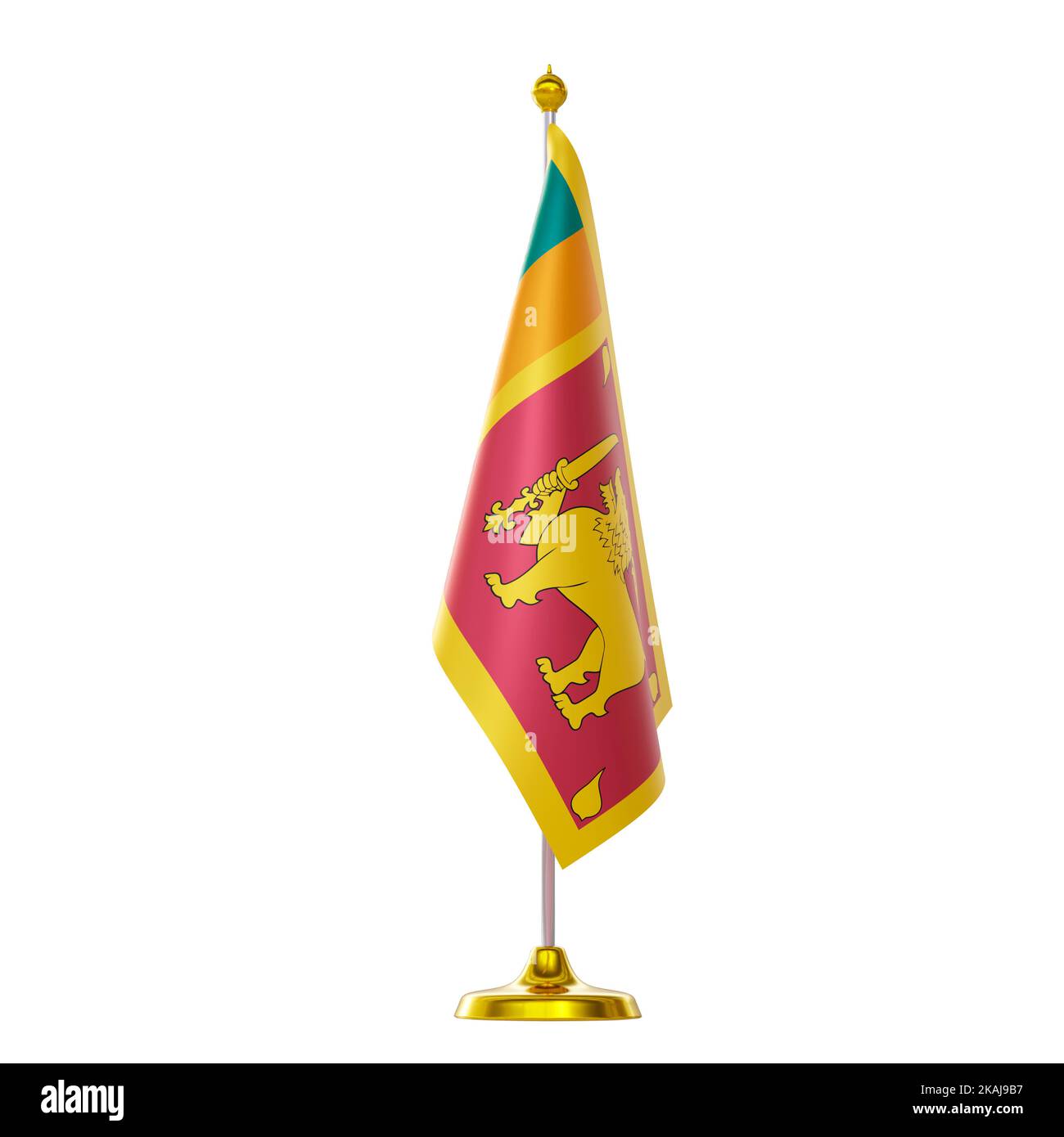 3d render of flag on pole for Sri Lanka countries summit and political meeting. Stock Photo