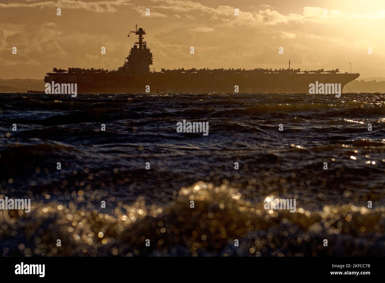 USS Gerald R Ford visiting The Solent Stock Photo