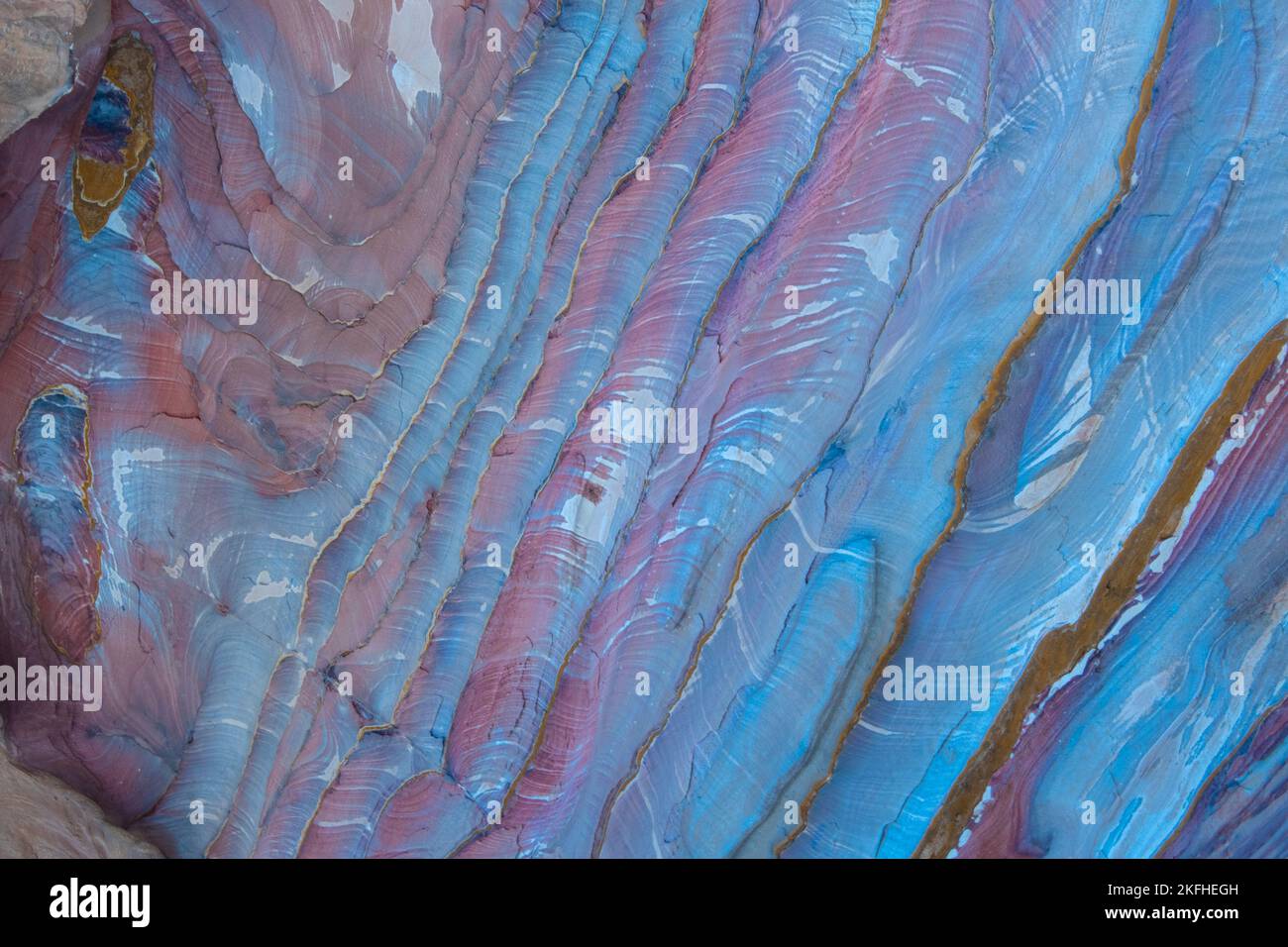 Geological formations in various shapes and colors like blue, pink, bown Stock Photo