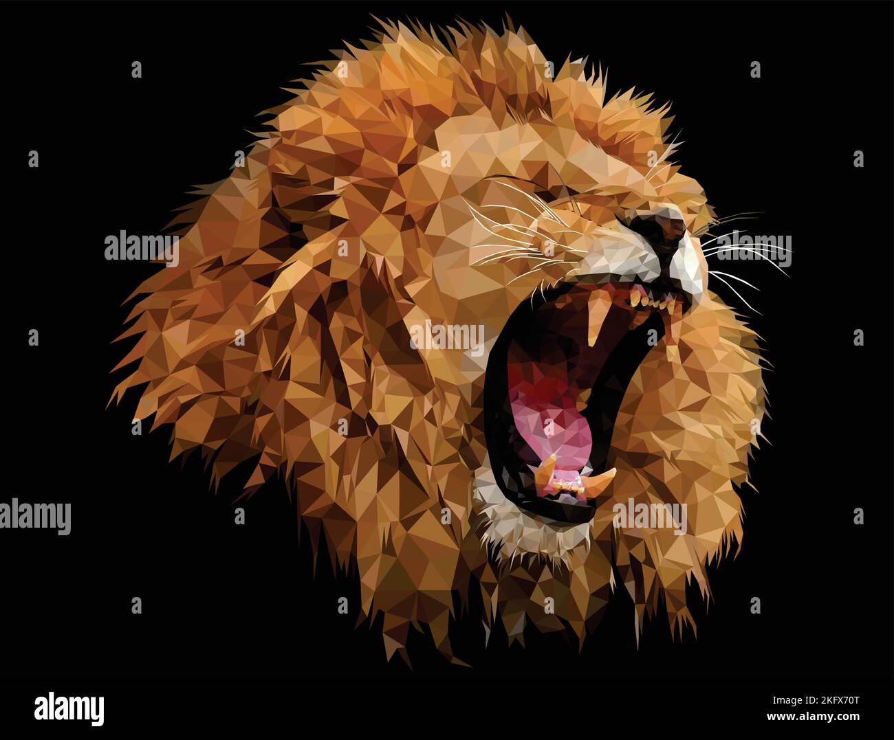 Lion roar low poly design art Stock Vector