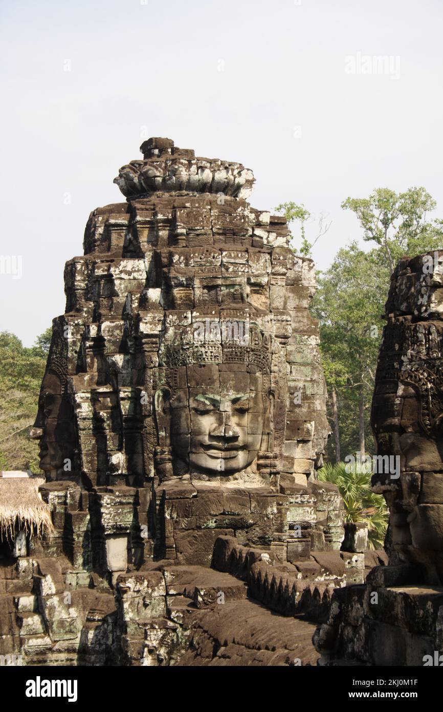 Face of king Jayavarman VII (bas relief), Bayon temple, Angkor Thom, Siem Reap, Cambodia. Stock Photo