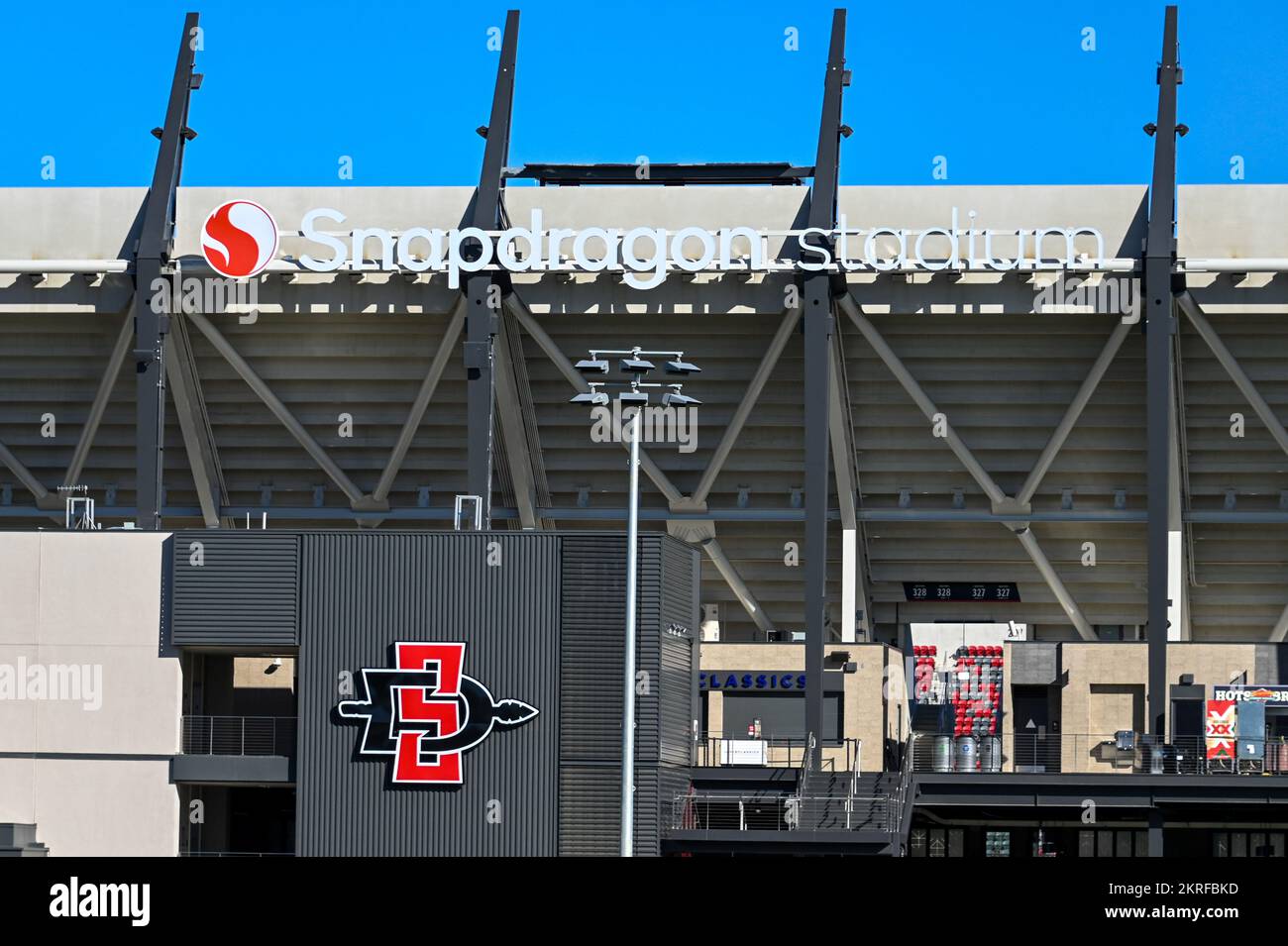 General overall view of Snapdragon Stadium, home of the San Diego State University football team and San Diego Wave FC NWSL team on Monday, Oct. 24, 2 Stock Photo