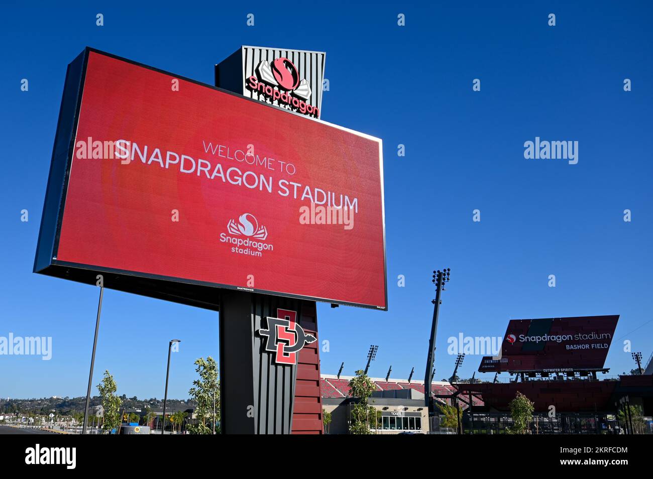 General overall view of Snapdragon Stadium, home of the San Diego State University football team and San Diego Wave FC NWSL team on Monday, Oct. 24, 2 Stock Photo