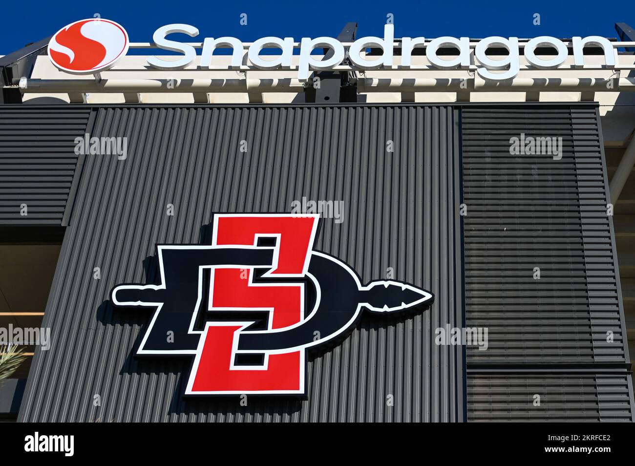 General overall view of Snapdragon Stadium, home of the San Diego State University football team and San Diego Wave FC NWSL team on Monday, Oct. 24, 2 Stock Photo