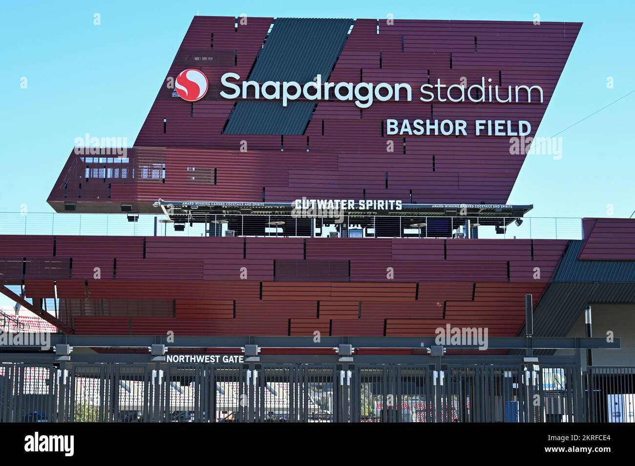 General overall view of Snapdragon Stadium, home of the San Diego State University football team and San Diego Wave FC NWSL team on Monday, Oct. 24, 2 Stock Photo