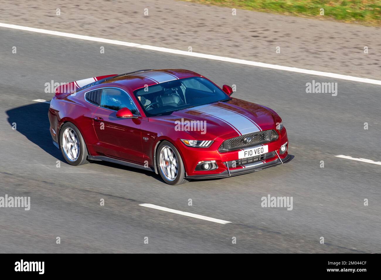 2016 Red FORD MUSTANG 4951cc Petrol pony car Stock Photo