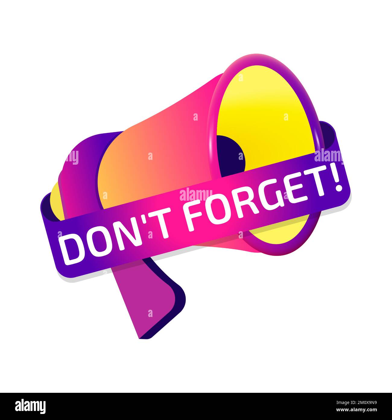 Don't Forget banner label, badge icon with megaphone. Flat design Stock Vector