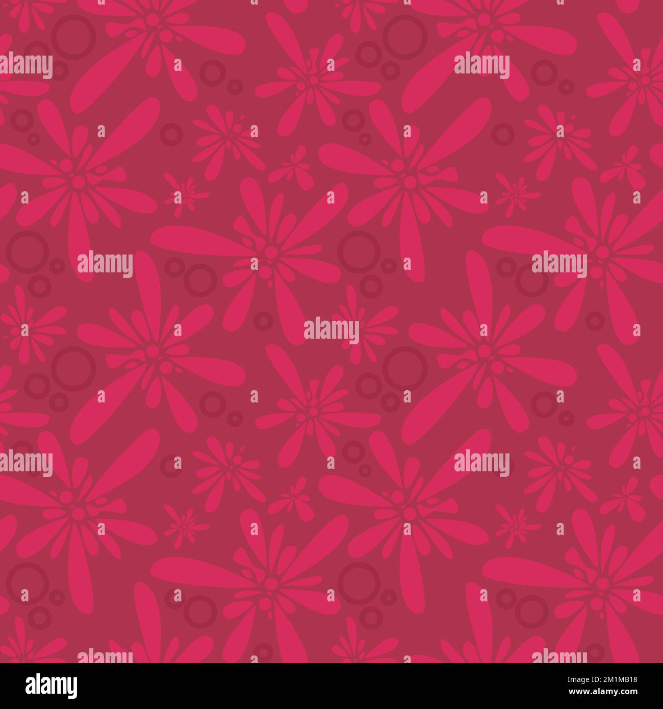 Vector Rose magenta wallpaper with flowers. Looped background pattern in Pantone color of the next 2023 year. Stock Vector