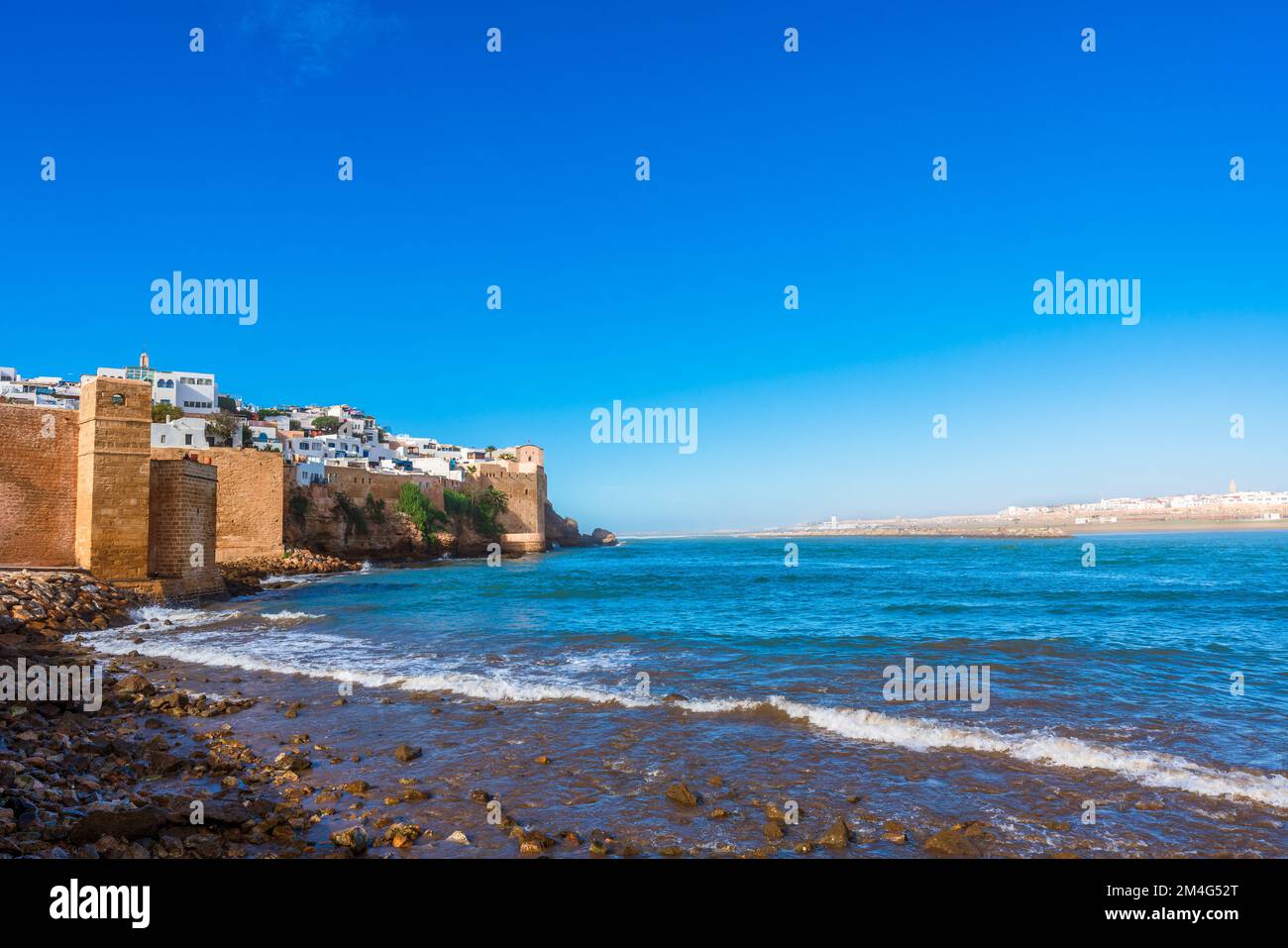 Rabat and Salé landscape, Kasbah des Oudayas and Bou Regreg River estuary in Morocco Stock Photo