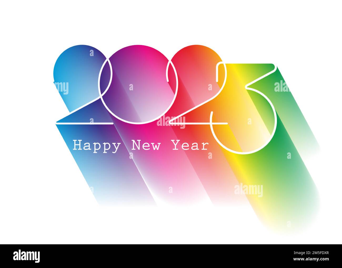 2023 New Year colorful gradient logo design. Holiday greeting card. Vector illustration. Holiday design greeting card, invitation, calendar, party Stock Vector