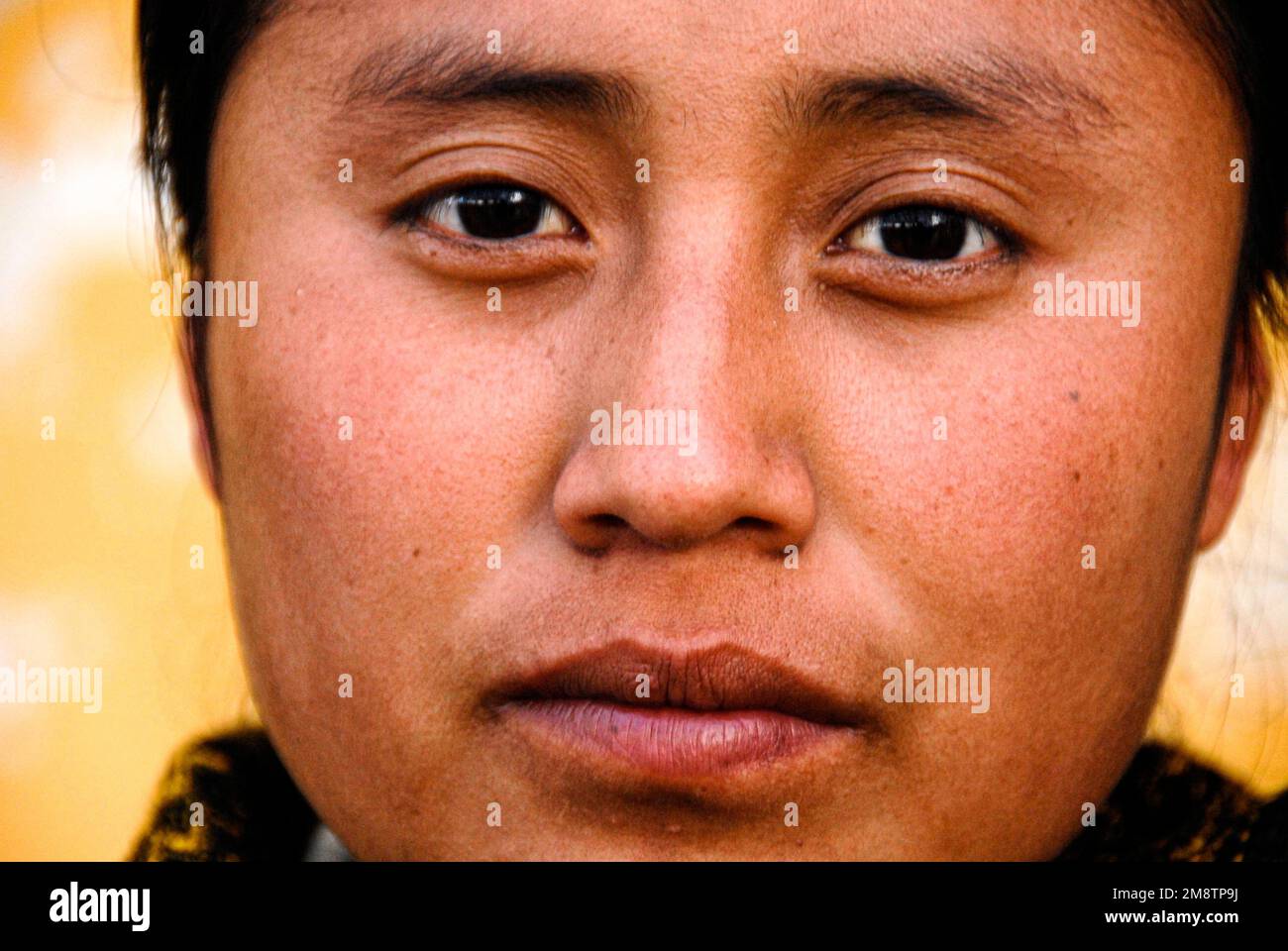 Faces of Mexico: Woman in Traditional Garb in Chiapas Stock Photo