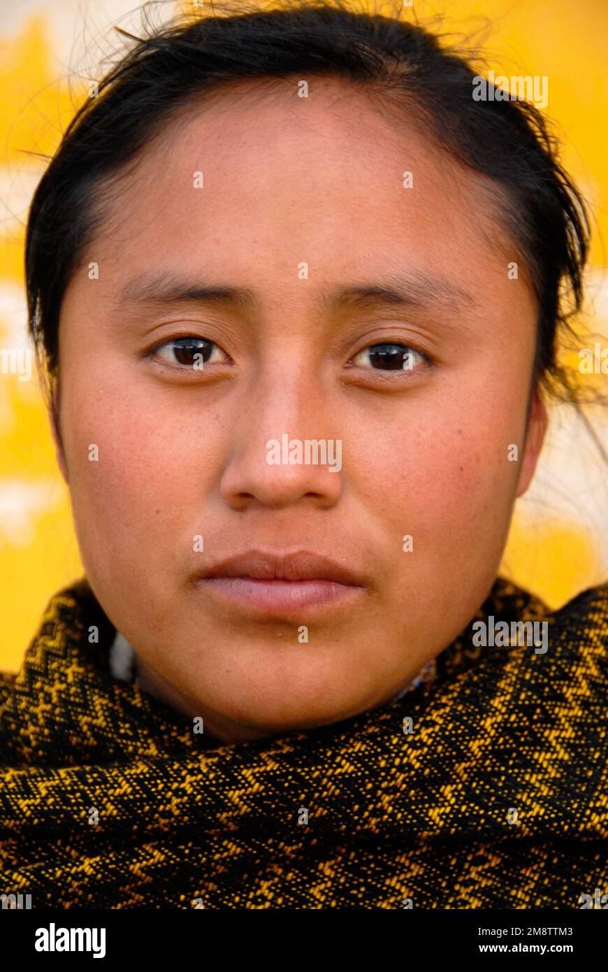 Faces of Mexico: Woman in Traditional Garb in Chiapas Stock Photo