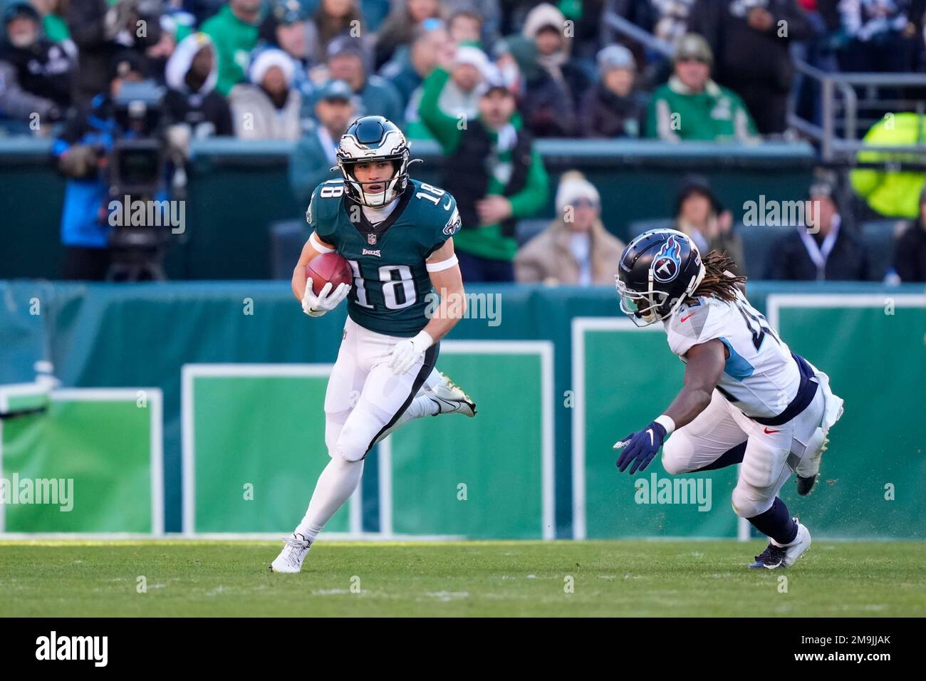 Philadelphia Eagles wide receiver Britain Covey (18) runs past ...