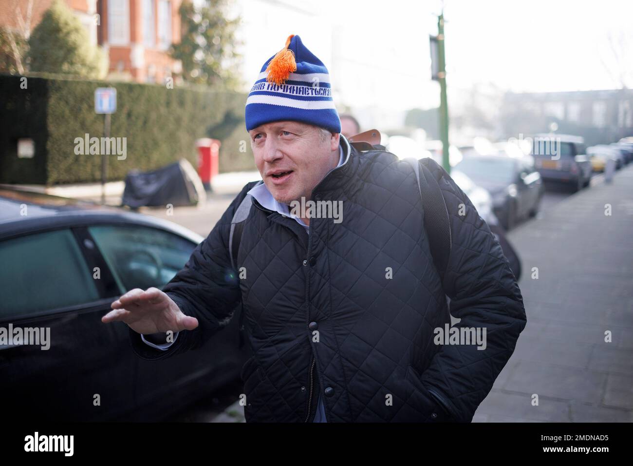 ***EXCLUSIVE**SPECIAL RATES APPLY** January 23, 2023, London, UK. Former Prime Minister Boris Johnson is seen arriving at his London home. Mr Johnson is facing criticism over allegations of a conflict of interest involving BBC Chairman Richard Sharp and financial help. Photo credit: Ben Cawthra/Sipa USA **NO UK SALES** Credit: Sipa USA/Alamy Live News Stock Photo