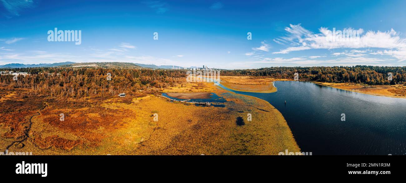 A panorama view of Burnaby Lake park Stock Photo