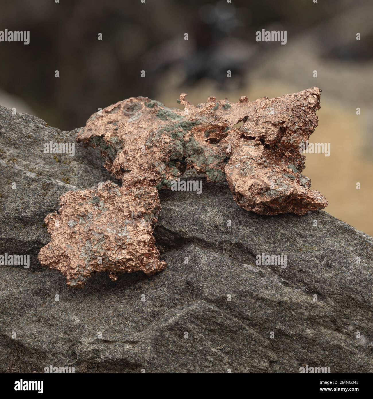 raw copper ore sample. Rocky natural background Stock Photo