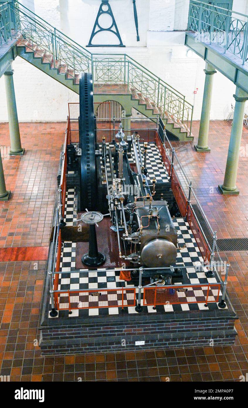 Brighton UK 31st January 2023 - A rare 91hp Corliss & Wheelock Horizontal Steam Engine at Hove Engineerium in Sussex with which is being offered for sale at The ConnoisseurÕs Library Sale at Bonhams Knightsbridge on 7-8 February 2023 . The steam engine was built by Crepelle et Garand Lille , France in 1889 is still in working order and has an estimate of £20,000-£30,000.: Credit Simon Dack / Alamy Live News Stock Photo