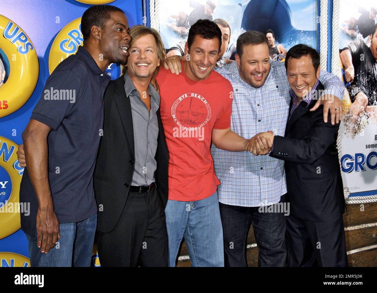 Chris Rock, David Spade, Adam Sandler, Kevin James and Rob Schneider attend a special screening of Grown Ups in New York City, NY. 6/23/10. . Stock Photo